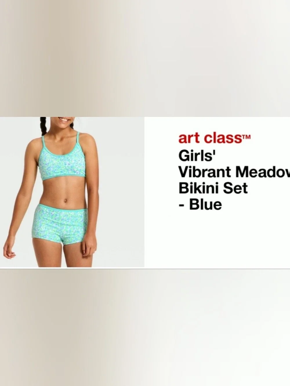 Girls' Vibrant Meadow Bikini Set - art class . Size XL(14)